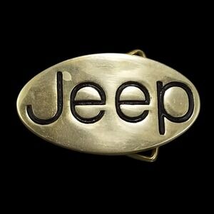 Jeep Belt Buckle Vintage Solid Brass Oval Logo Automotive Accessory Taiwan Made